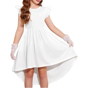 Imagem de Vestido de festa para meninas Arshiner Summer Wedding branco 6-7 anos