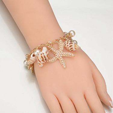 Imagem de Pulseira feminina de estrela-do-mar com contas de verão, joias de praia, roupas de verão, acessórios de verão, presentes para mulheres, joias