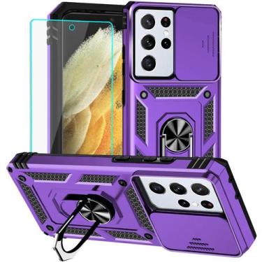 Imagem de Capa de telefone HNHYGETE Samsung S21 Ultra à prova de choque roxa
