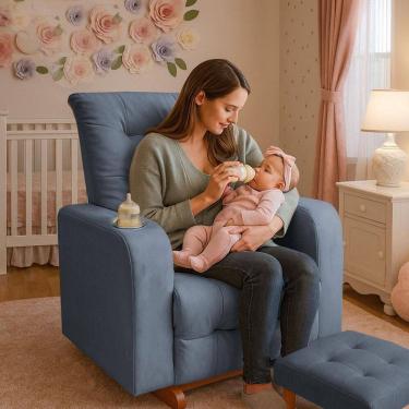 Imagem de Poltrona De Balanço Base Com Puff Gloria Cinza