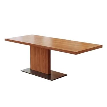 Imagem de Mesa de trabalho Mesa de jantar retangular moderna, mesa estudo em madeira maciça, estação trabalho para laptop e PC pinho com base estável(M)