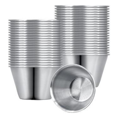 Imagem de LECEHIVO 40 peças de copos de condimentos de aço inoxidável de 156 g para molho de molho de metal para acampamento, churrasco, jantar, festa para molho de cubos de gelo de manteiga