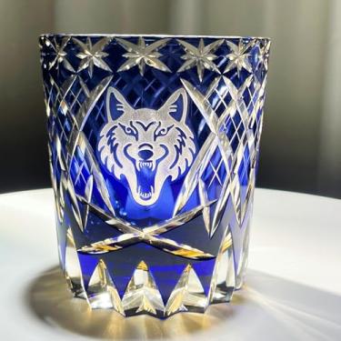 Imagem de suigetsu Copo de uísque de cristal, corte diamante preto, 255 g, vidro antigo estilo japonês para coquetéis (Timberwolf)