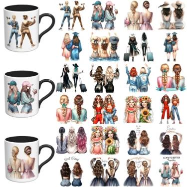 Imagem de Elewins Adesivos UV DTF - 24 folhas engraçadas pacotes UV DTF copo envoltório para canecas de vidro café, decalques DIY para copos, esfregar à prova d'água em transferências para artesanato (Melhor