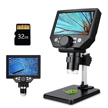Imagem de Microscópio digital LCD de 4,3 polegadas, microscópio portátil 1080p para crianças e adultos, câmera estéreo USB de 10 MP com tela HD, ampliação de 1 a 1000 x sem fio