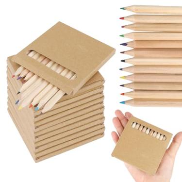 Imagem de 144 mini lápis de cor de 8,5 cm a granel, 12 lápis curtos pré-afiados de cores vibrantes em caixas kraft, para adultos, material de volta às aulas, kit de arte, lembrancinhas de festa de aniversário