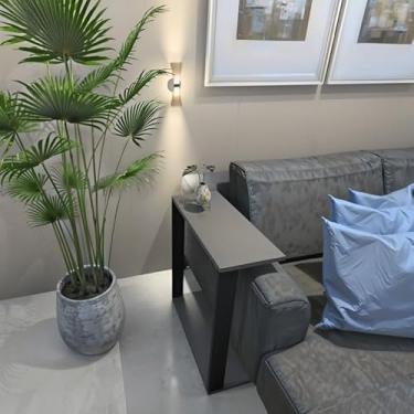 Imagem de Mesinha Lateral Para Sofá Estilo Industrial MDF, mesa apoio, mesa auxiliar sofá, mesa de canto(Preto e Cinza)