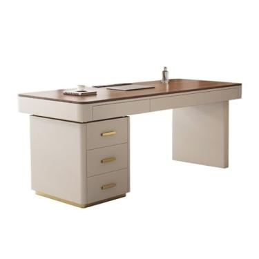 Imagem de Mesa de trabalho Mesas de escritório com gavetas e tomadas, mesa moderna trabalho/escritura/estudo armário arquivo(S)