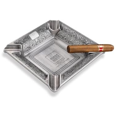 Imagem de Cinzeiro de charuto de aço inoxidável grande para cigarros cinzeiros com 4 compartimentos para charutos cinzeiros para homens interno, ao ar livre, pátio, casa, viagem, escritório, presentes para