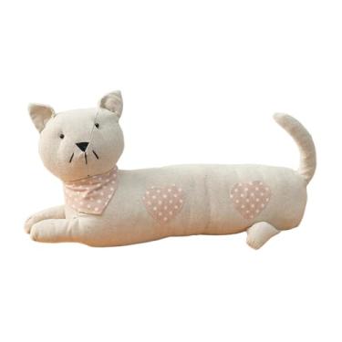 Imagem de Generic Peso de porta em forma de gato, feito de tecido de pelúcia, fácil de mover, enfeite decorativo para escritório, quarto, casa e sala de jantar, Coração Rosa