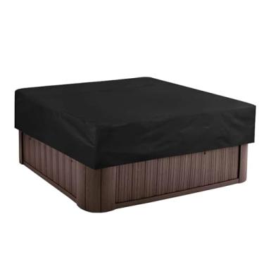 Imagem de Capa para móveis externos, 231.1 cm x 231.1 cm x 30.0 cm, tampa impermeável à prova de poeira, protetor de banheira de hidromassagem, capa de spa quadrada, tecido preto prata 190T, longa duração