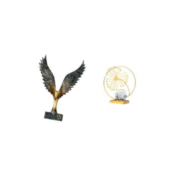 Imagem de Fenteer Escultura Elegante de Folha de Resina com Asa, Estatueta de Ferro Feng Shui, Ornamento Decorativo para Estante, Escritório, Mesa, Quarto, Lareira, Pre