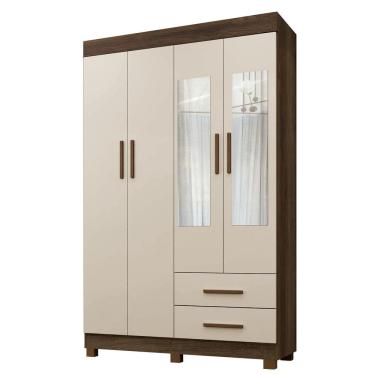 Imagem de Guarda Roupa New Copacabana 4 Portas 2 Gavetas 5 Prateleiras Com Espelho - Benetil