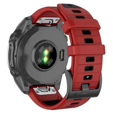 Imagem de Velocarer Pulseira de silicone QuickFit de 22 mm para Garmin Fenix 8/E/7/7 Pro/6/6 Pro/5/5 Plus (47 mm), Quatix 8/7/7 Pro, Epix Pro Gen 2 de 47 mm, para smartwatch Tactix 8 (vermelho e preto)