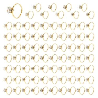 Imagem de 80 Peças Anéis de Diamante para Chá de Panela, Ajustáveis Alianças Falsas para Noivado Decoração Mesa Lembrancinhas Toppers Cupcake Jogos (Dourado)
