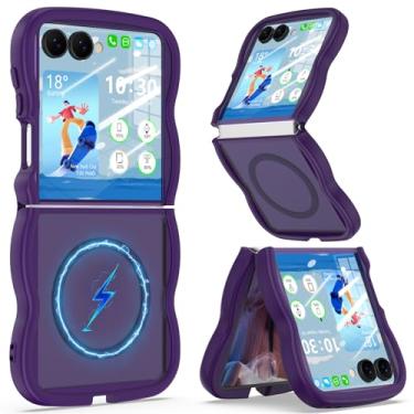 Imagem de Capa magnética projetada para Samsung Galaxy Z Flip 7 [compatível com MagSafe] para Samsung Flip 7 Slim capa protetora à prova de choque para mulheres e meninas (Roxo)