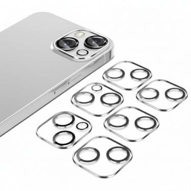 Imagem de Pacote com 6 protetores de lente de câmera para iPhone 14 e iPhone 14plus, vidro temperado 9H, antiarranhões, compatível com capas, não afeta fotos noturnas, HD transparente