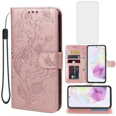 Imagem de Vavies Capa para Galaxy A36 5G, capa carteira para Samsung A 36 com protetor de tela de vidro temperado, capa de telefone flip de couro floral com suporte para cartão de crédito para Samsung Galaxy