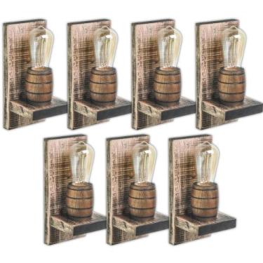 Imagem de Kit 7 Arandelas Barril Delenha Decor Madeira Maciça Rústico