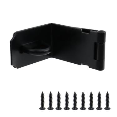 Imagem de Oedema Ferrolho de bloqueio de portão de aço inoxidável trava de cadeado de aço inoxidável com parafusos trava de porta extra grossa para portas, armários, preto