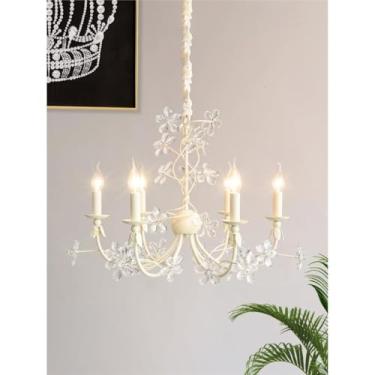 Imagem de Lustre de cristal estilo creme francês - Memphis Colorful Drops | Iluminação decorativa Dopamine para sala de estar e quarto (6 lâmpadas)