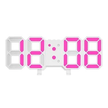Imagem de Relógio Digital 3D LED De Parede e Mesa Design Moderno Luz Noturna Decoração (Rosa)