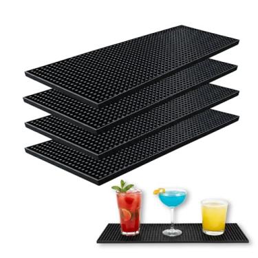 Imagem de Essato 15 x 30 cm tapetes de bar para bancada - conjunto de 4 tapetes de barra de borracha antiderrapantes para bares, casa, cafeterias, cozinhas - Barmat de borracha sem PVC para secagem de barmat