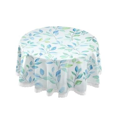 Imagem de SEHANY Toalha de mesa redonda com folhas verdes pastorais, 152 cm, tecido lavável sem rugas, toalha de mesa redonda com renda decorativa para restaurante, casamento, acampamento, festa Fiesta Cinco de