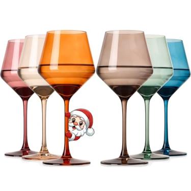 Imagem de TrophyToast Taças de vinho sem haste, vidro colorido, conjunto para bar doméstico (muticolor)