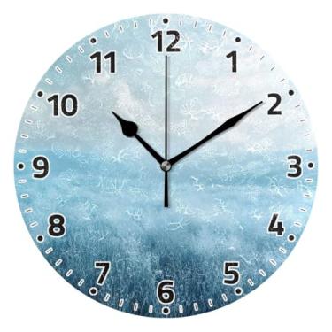 Imagem de WELLDAY Relógio de parede sem tique-taque 25 cm - Relógio redondo silencioso de quartzo operado por bateria azul prado para casa/escritório/cozinha/sala de aula