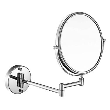 Imagem de YYBOES Espelho de penteadeira cosmético montado na parede espelho de vaidade 15 cm espelho de vaidade dobrável telescópico dupla face espelho de aumento 7 vezes