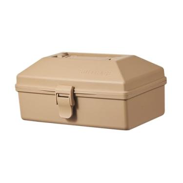 Imagem de KiBcsLic Caixa de ferramentas portátil de grande capacidade com alça, organizador rígido para porta-malas de carro, ideal para camping, pesca, Marrom Claro