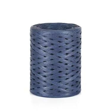 Imagem de Fios de artesanato de ráfia para trançar, fio de papel forte e durável para chapéus de verão, sacolas e acessórios de praia (azul marinho)