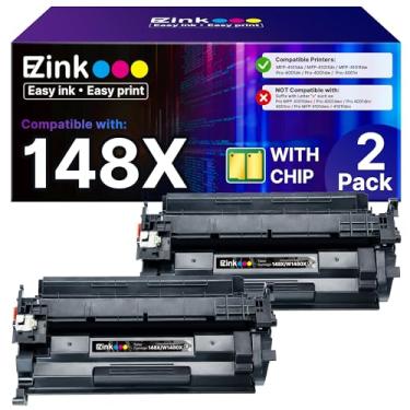 Imagem de E-Z Ink Cartuchos de toner 148X de alto rendimento (com chip) de substituição para cartucho de toner preto de alto rendimento HP 148X para uso com impressora HP LaserJet Pro 4001n 4101fdw 4001dn