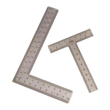 Imagem de IEUDNS Régua de Metal em aço Inoxidável, Conjunto de 2 Peças, Ideal para Escritório, Casa, Engenharia, Projetos DIY E Artesanato.
