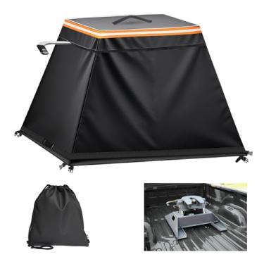 Imagem de Capa de engate de 5ª roda, capa de engate de reboque resistente 600D à prova d'água e à prova de poeira com zíper, 76 cm L x 76 cm P x 50 cm A, compatível com engate de quinta roda 15K-26K