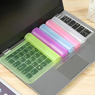 Imagem de Protetor de teclado ultrafino para laptops de 12 a 14 polegadas, capa de silicone antiderrapante à prova d'água à prova de poeira, acessório reutilizável lavável para negócios e viagens (cor aleatória