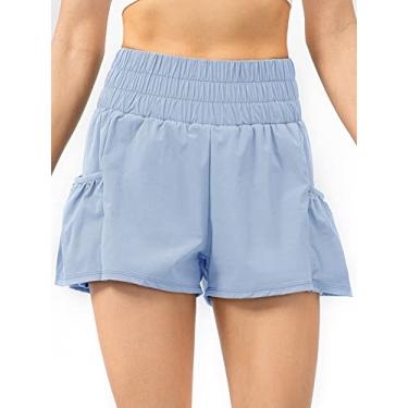 Imagem de CIADAZ Shorts de corrida feminino 2 em 1 com bolsos cós largo cobertura camada forro shorts esportivos para treino de fitness ciclismo academia atlética casa roupas esportivas 1 peça