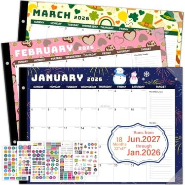 Imagem de Teloence Calendário de mesa grande, 56 x 43 cm 2026-2027, use agora até dezembro de 2027 como calendário grande de mesa ou agenda de parede suspensa extragrande, designs sazonais coloridos, inclui