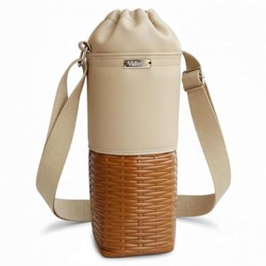 Imagem de Bolsa Térmica (BEGE COM CARAMELO TRANÇADO) RAMIERE para Garrafa de 1 LITRO em Couro Sintético - Coleção Cores VERÃO 2026