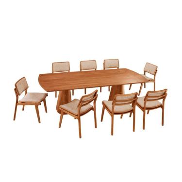Imagem de Mesa de Jantar Retangular Itália com Tampo Laminado e 8 Cadeiras Lea Corino Milano e Imbuia Natural