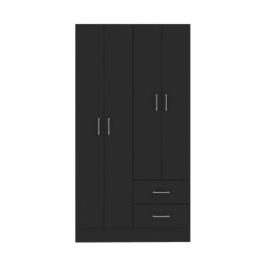 Imagem de Guarda-Roupa Solteiro Panamá 4 Portas 2 Gavetas Preto