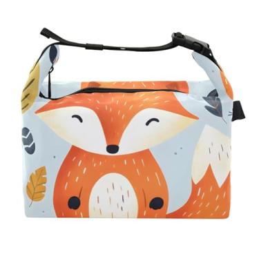 Imagem de TSENQUE Lancheira feminina caprichosa raposa abóboras bolotas isoladas para trabalho portátil adultos lancheira com alça de ombro ajustável