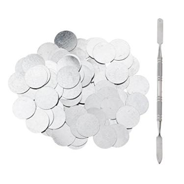 Imagem de Fityle 100 peças de adesivos de metal de 25 mm para paleta magnética de sombras vazias + espátula de depósito