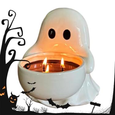 Imagem de Suporte de luz de chá fantasma - decoração de mesa assustadora suporte de castiçal de resina em forma de fantasma | Suporte de castiçal decorativo | para festas, varandas, casamentos, hotéis, lobbies