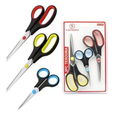 Imagem de Kit Tesoura 3 Peças KA1321 – Tesouras Multiuso para Cozinha, Escritório, Artesanato e Uso Doméstico