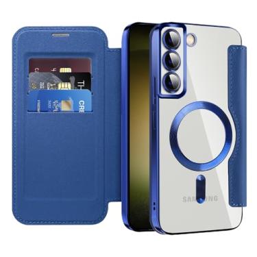 Imagem de MEMAXELUS Capa carteira para Samsung Galaxy S26+ Plus compatível com MagSafe, [bloqueio RFID] Capa magnética à prova de choque de couro PU flip premium com compartimentos para cartão transparente para