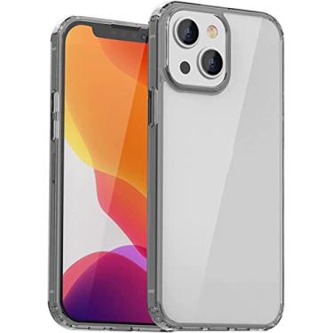 Imagem de KAPPDE Capa transparente para iPhone 13, capa protetora antiamarela à prova de choque fina durável traseira rígida amortecedor de borda macia com airbag capa de telefone transparente (cor: cinza, tamanho: para iphone13Pro max)