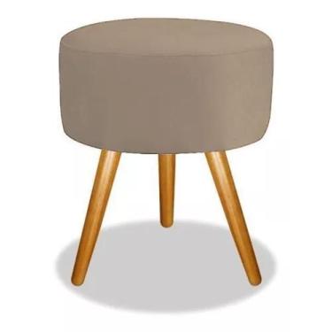 Imagem de Puff Redondo Decorativo Banqueta Pés Palito Suede - Casal Decor, Capuc