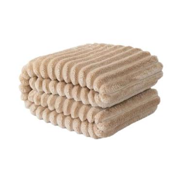 Imagem de Cobertor De Flanela Listrado Em Cores Sólidas, Macio E Confortável, Mu